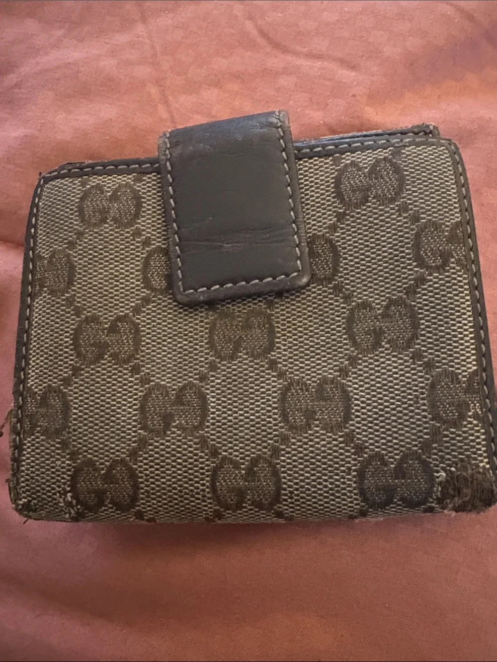 Brown Gucci Designer Monogram Fold Wallet with Owl Applique